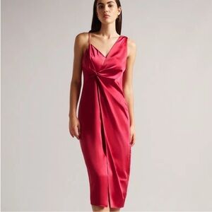 2024 Collection Ted Baker Odellia satin red slip dress SZ US 8/10 or Ted SZ 3